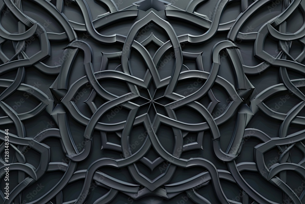 Poster intricate dark gray geometric pattern with curved lines and shapes artistic background creates a vis