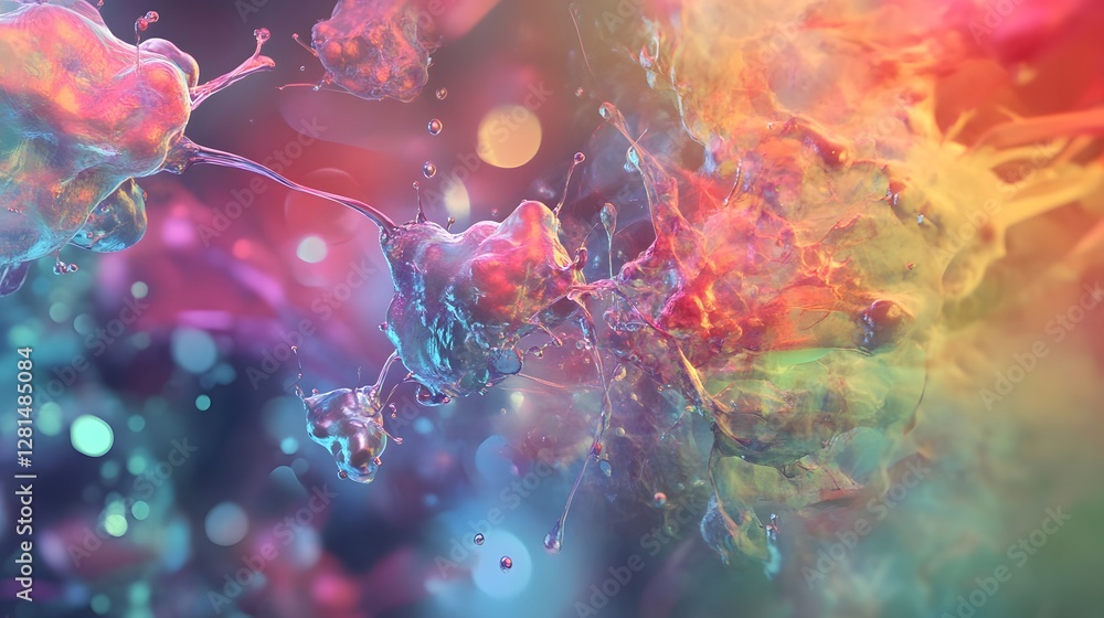 Poster vibrant cosmic explosion of colorful fractal light and energy abstract digital art with futuristic p