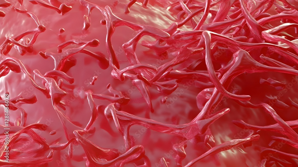 Aufkleber vibrant crinkled wrinkled and twisted red plastic or vinyl material with a shiny glistening fluid an