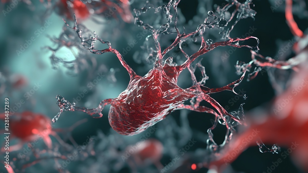 Leinwandbilder vibrant explosive neural spark energetic digital art conceptual 3d render with chaotic fluid movemen