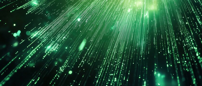 Hacker&rsquo;s Vision of the Matrix &ndash; Glowing Digital Code Rain in a Cyberpunk Virtual World