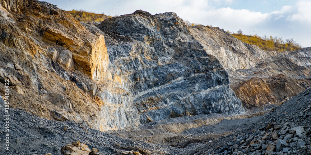 Poster spodumene ore extraction at a hard rock mining site. generative ai