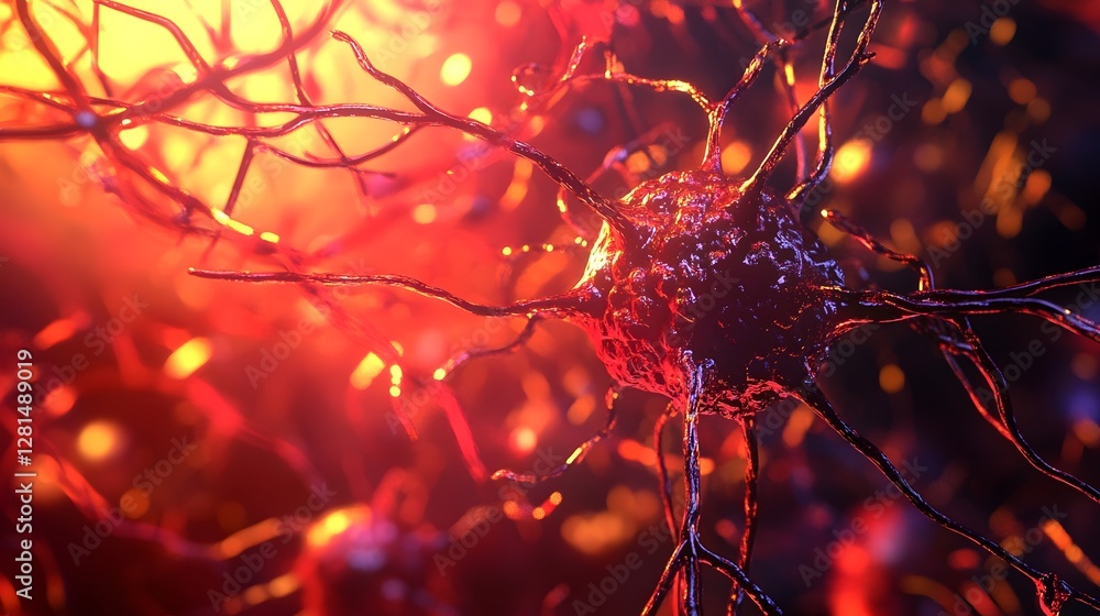 Poster Vibrant Fractal Neural Network Visualizing Digital Energy Flow and Scientific Discovery  Abstract digital depicting the intricate and dynamic patterns of a futuristic neural network