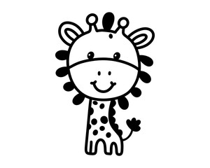 vector contour toy giraffe, coloring