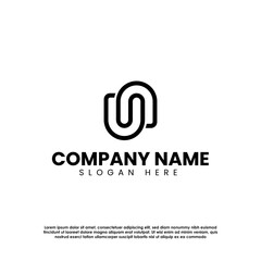 Black and White Modern UN Monogram Logo