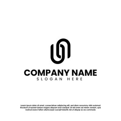 Black and White Modern UN Monogram Logo