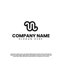 Black and White Modern UN Monogram Logo