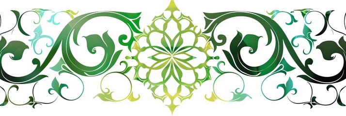 Elegant green floral ornament with watercolor effect for backgrounds