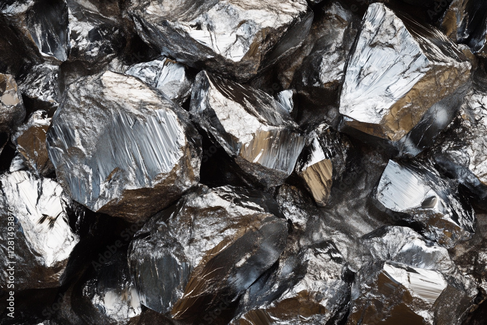 Aufkleber Raw lithium texture concepts with metallic sheen. Generative AI