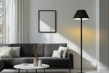 Modern Minimalist Living Room Interior Design with Floor Lamp