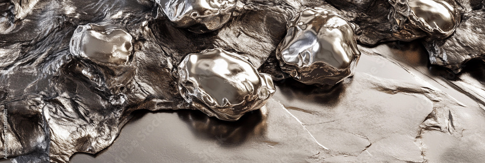 Aufkleber Exploring raw lithium texture in a metallic landscape. Generative AI