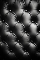 Fototapeta premium Luxurious black leather upholstery with diamond pattern and button tufting creating elegant texture