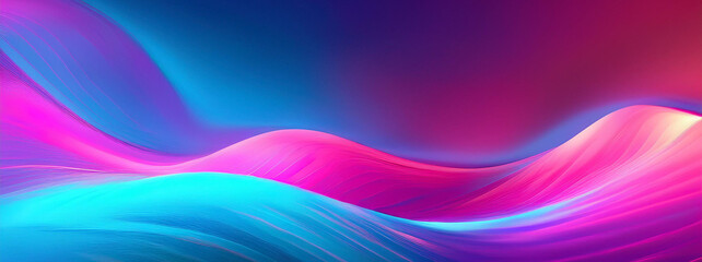 Purple, Pink, Turquoise, Blue Gradient Shiny Beautiful Background. Fluorescent Gradient Overlay Vibrant Defocused Cover. Wide Horizontal Long Gradient Banner. Liquid Neon Bright Trendy Wallpaper.