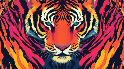 Colorful tiger image with a tribal twist.