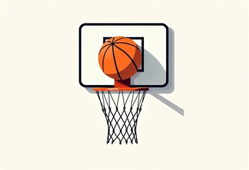 Minimal Basketball Art: A 2D Vector Graphic with Clean Lines and Simple Shapes, Creating an Uncomplicated and Modern Sports Image

