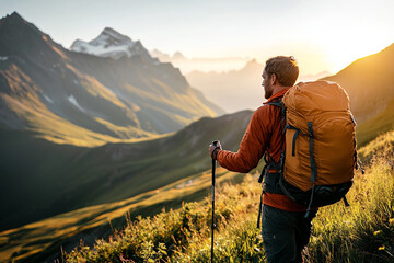 hiker in the mountains . Generative Ai