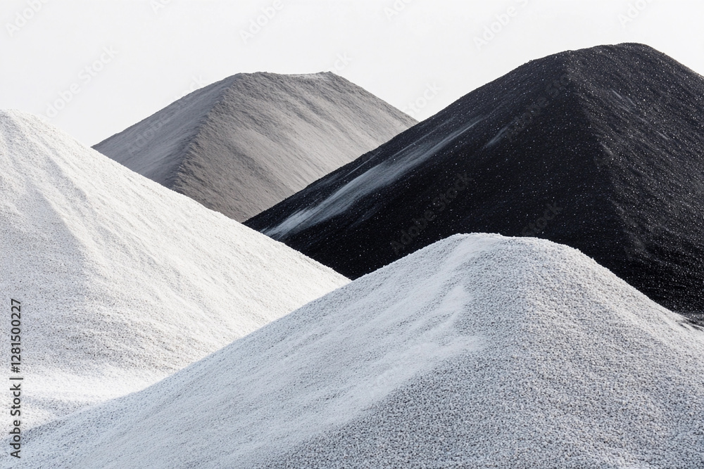 Poster mounds of sand gravel and crushed stone in an open area. generative ai