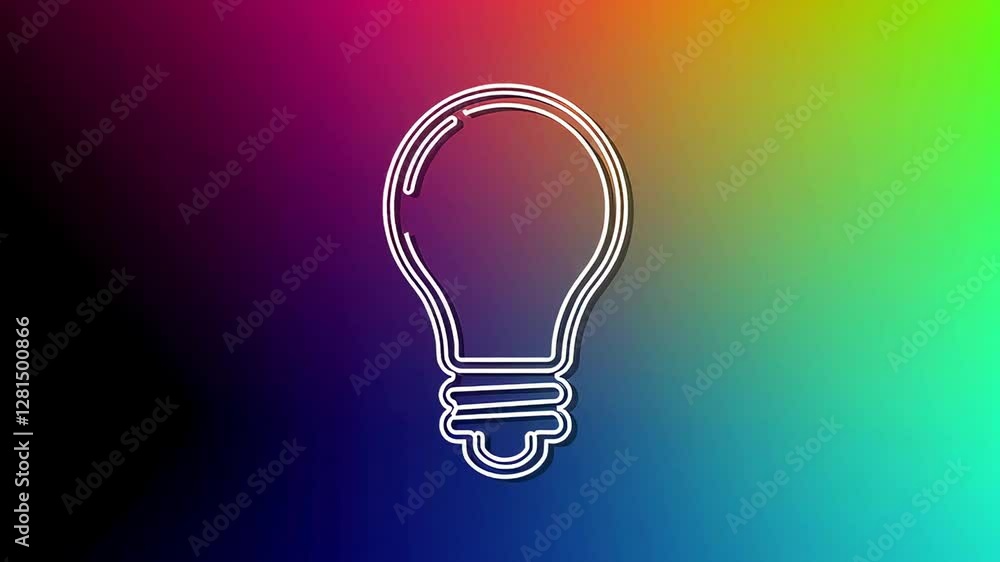 Poster glowing light bulb symbolizing innovative ideas and creative solutions emerging against vibrant grad