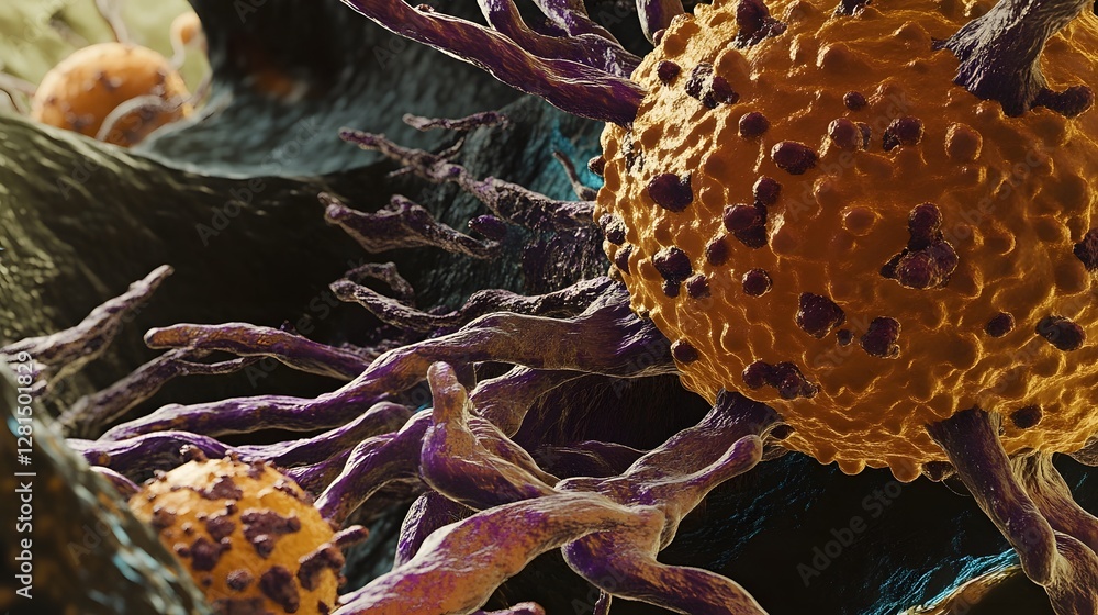 Leinwandbilder vivid close up image showcasing the intricate and vibrant structures of fungal hyphae and spores und