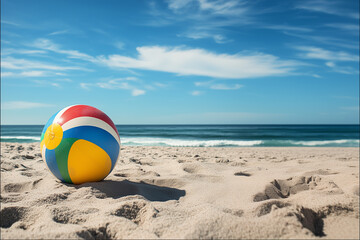 Beach ball on the sand.