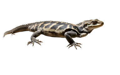 Naklejka premium A reptile basking platform made of natural stone, isolated on a empty plain background