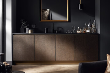 Sophisticated Home Bar with Textured Cabinetry