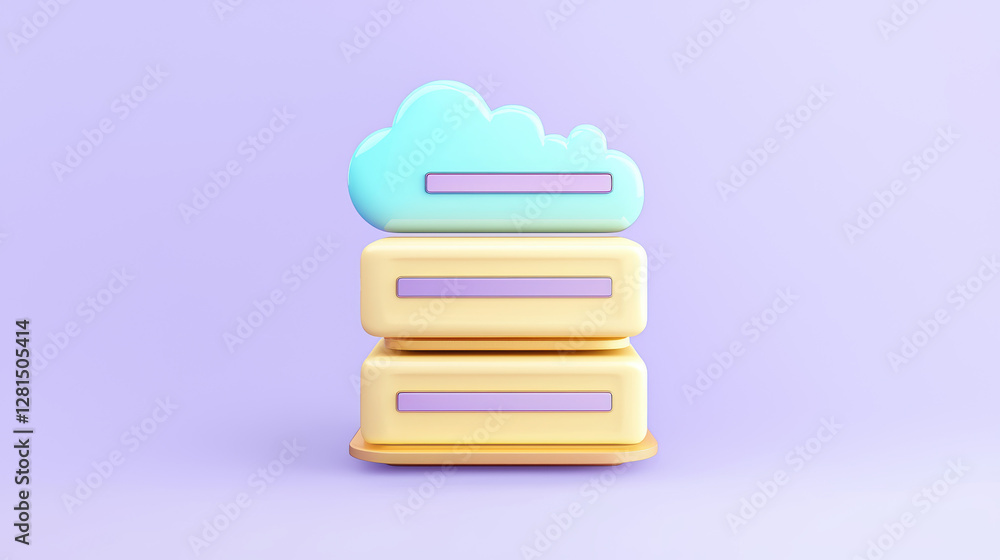 Aufkleber could based file storage. colorful cloud and layers design on a pastel background.