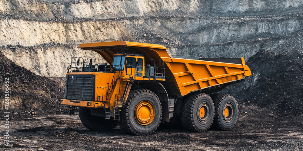 Leinwandbilder heavy machinery operating in open pit mining site. generative ai