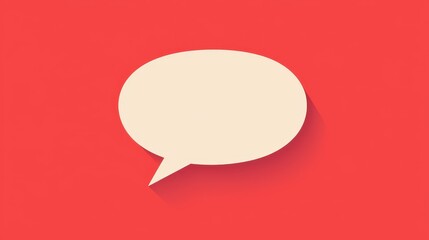 A simple speech bubble on a vibrant red background, suggesting communication or conversation.