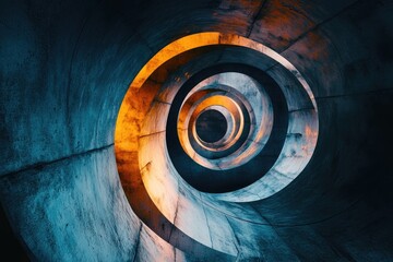 Surreal spiral tunnel with abstract designs