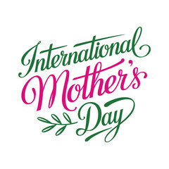 Happy Mothers Day lettering set. Handmade calligraphy vector illustration. Mother's day card with heart