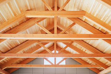 Laminated timber structure enhances spacious indoor environments. Generative AI