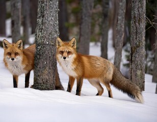 Obraz premium red fox in the snow