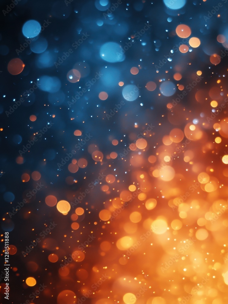 Poster abstract bokeh background with vibrant blue and orange hues creating a dynamic and mesmerizing visua