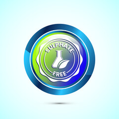 Sulfate free icon design illustration. No sulphate badge label for product warranty, Glossy round button design