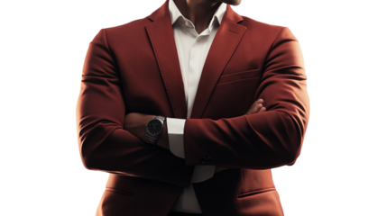 Luxury brand representative, sleek formal outfit, high-end business look, isolated PNG