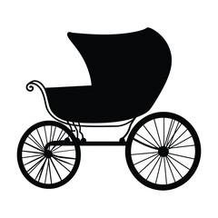 Fototapeta premium baby carriage silhouette vector illustration