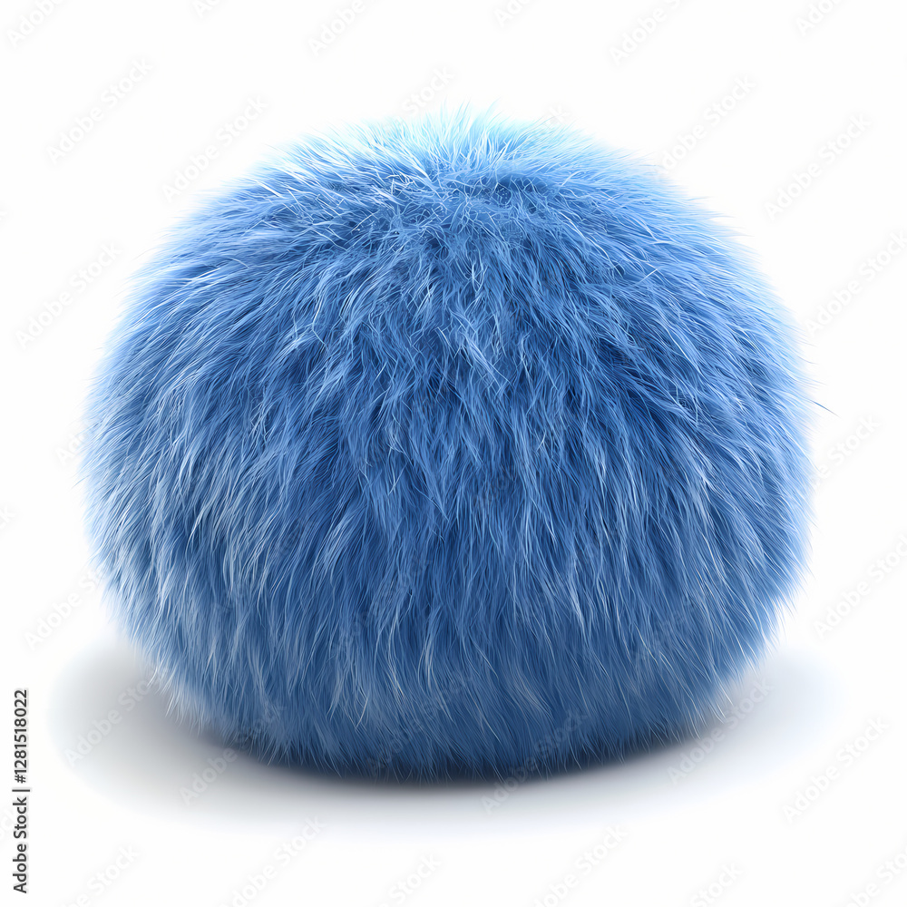 Aufkleber soft blue fluffy ball resting on a plain background in a simple setting.