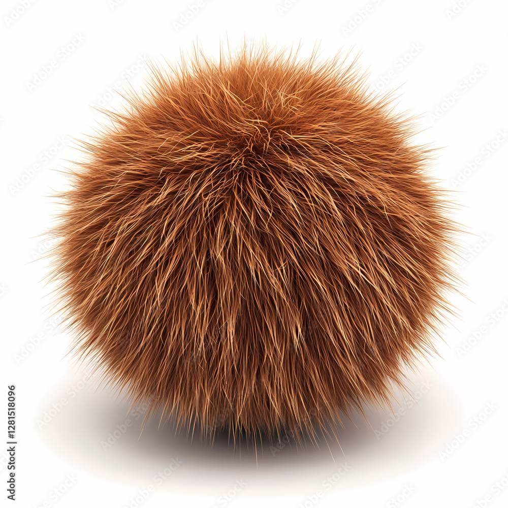 Poster fuzzy round object with a vibrant orange fur texture. generative ai
