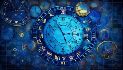 Obraz premium clocks and calendars blue composite