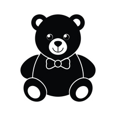A black and white vector of a fluffy teddy bear.