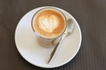 Latte with a heart. Breakfast. Caffeine