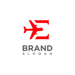 Airplane Logo Design Letter E, Brand Identity, Travel