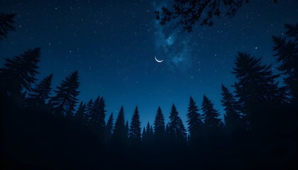 Night sky with moon and stars