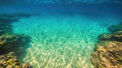 Fototapeta premium Crystal-clear water reveals stunning underwater rock formations