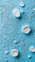 Aerial View of Marshmallows and Powdered Sugar on a Blue Surface Creating a Wintery Landscape