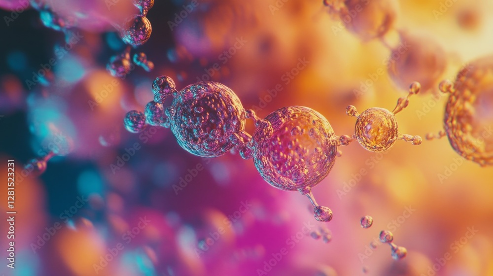 Poster an intricate display of colorful molecular formations dances across the canvas, reflecting energy an