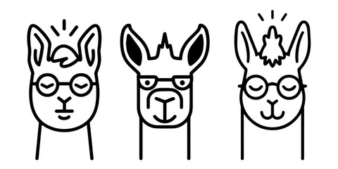 Cute llama cartoon illustration. Vector