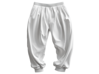 White athletic pants with elastic waistband and cuffs, ideal for sports or casual wear