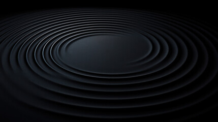 Smooth circular ripple effect on dark surface creates depth